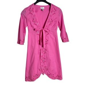 Lilly Pulitzer Pink Embroidered Robe/Swim Coverup Size XS